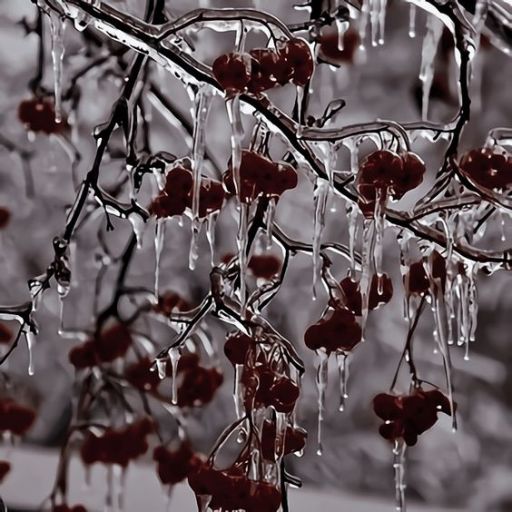 a bunch of red berries hanging from a tree