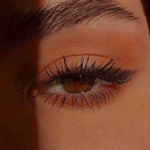 a close up of a woman's eye with long lashes