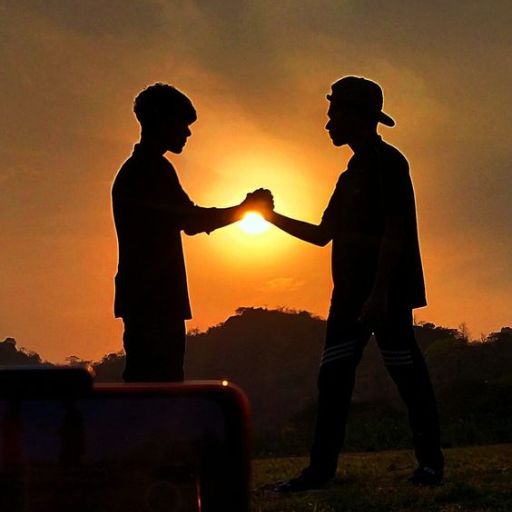 a couple of men standing next to each other