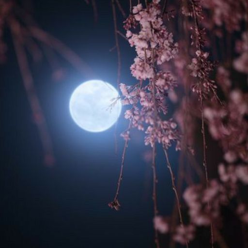 a full moon is seen through the branches of a tree (2)