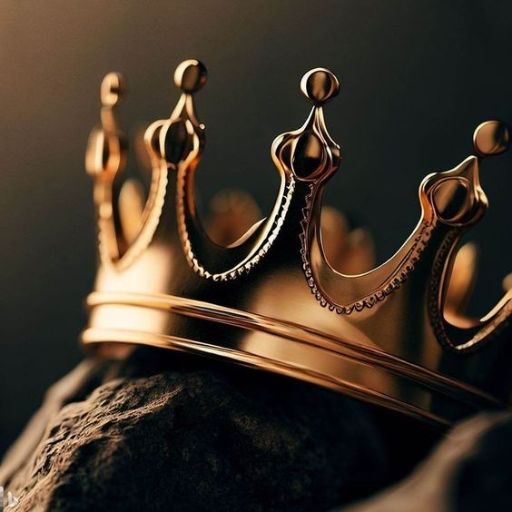 a gold crown sitting on top of a rock