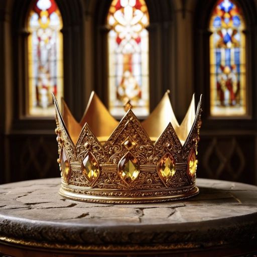 a golden crown sitting on top of a table