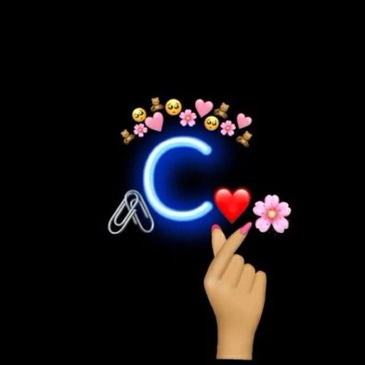 a hand is touching the letter c on a black background