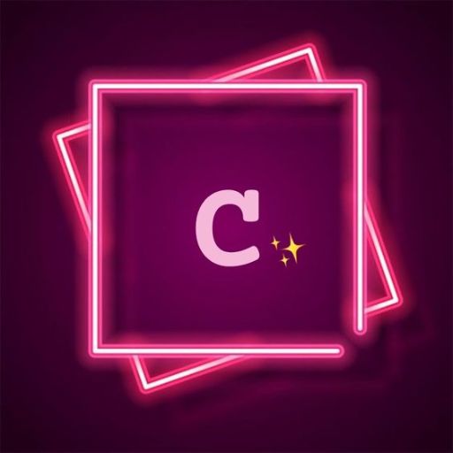 a neon frame with the letter c on it