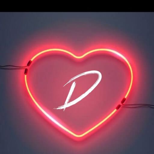 a neon heart with the letter d on it