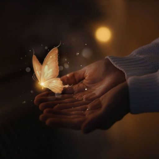 a person holding a butterfly in their hands