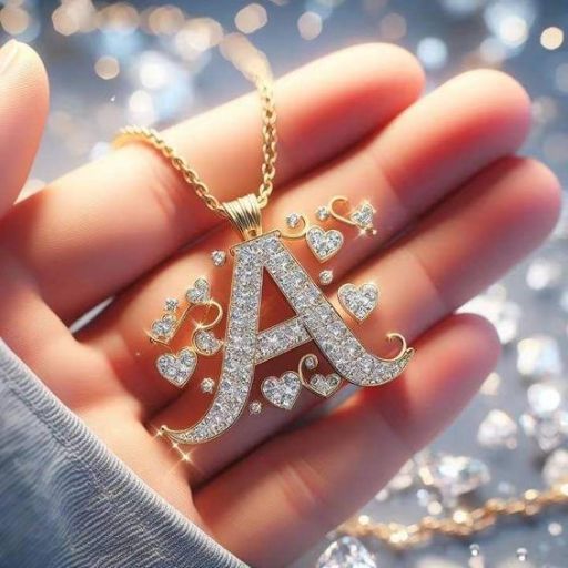 a person holding a necklace with a letter on it