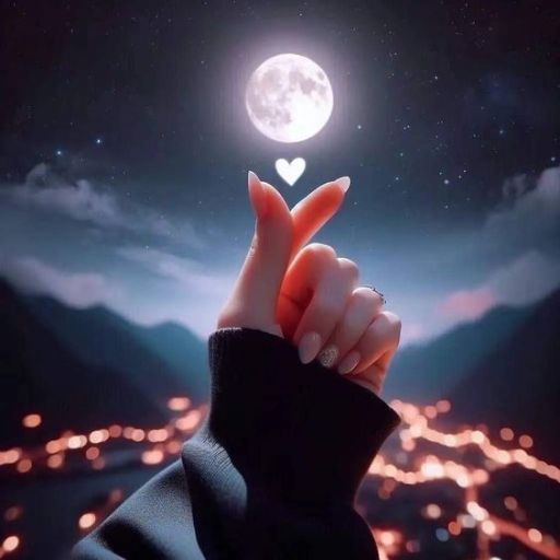 a person holding their hand up to the moon