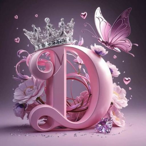 a pink letter with a crown on top of it