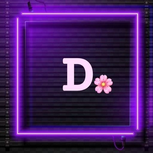 a purple neon sign with the letter d on it