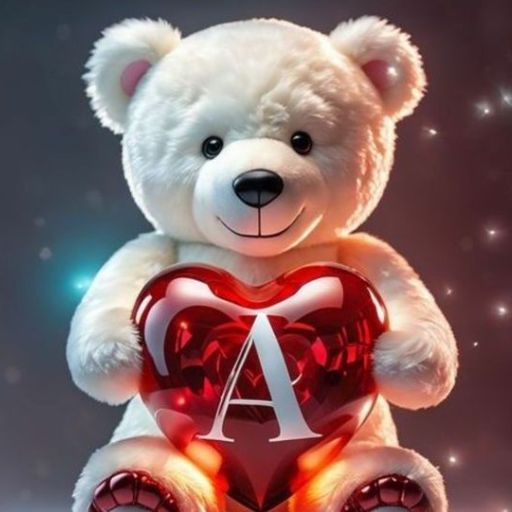 a white teddy bear holding a red heart