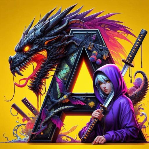 a woman in a purple hoodie holding a sword next to a dragon