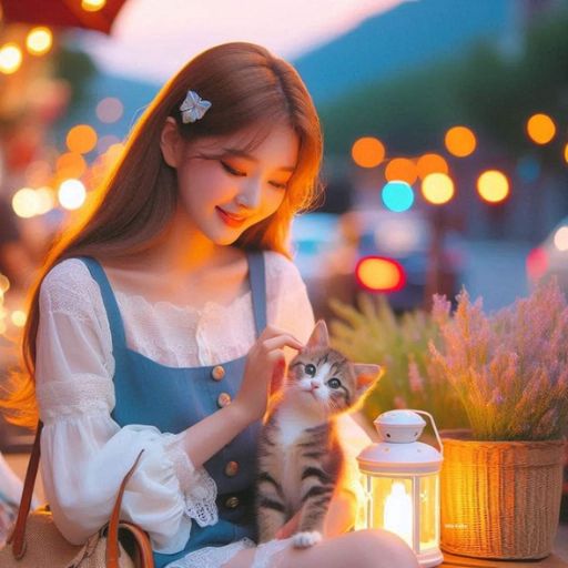 a woman sitting on a bench holding a cat