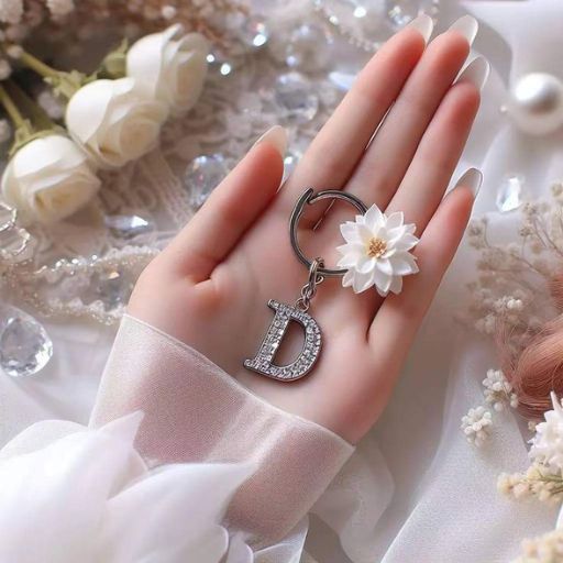 a woman's hand wearing a ring with a flower on it