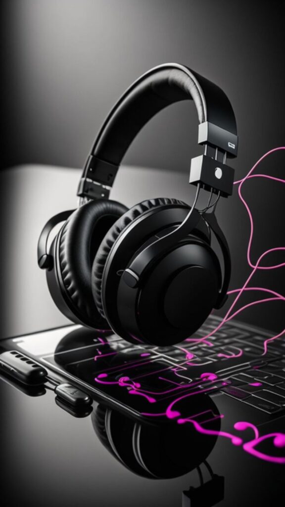 headphone wallpaper in black wallpaper