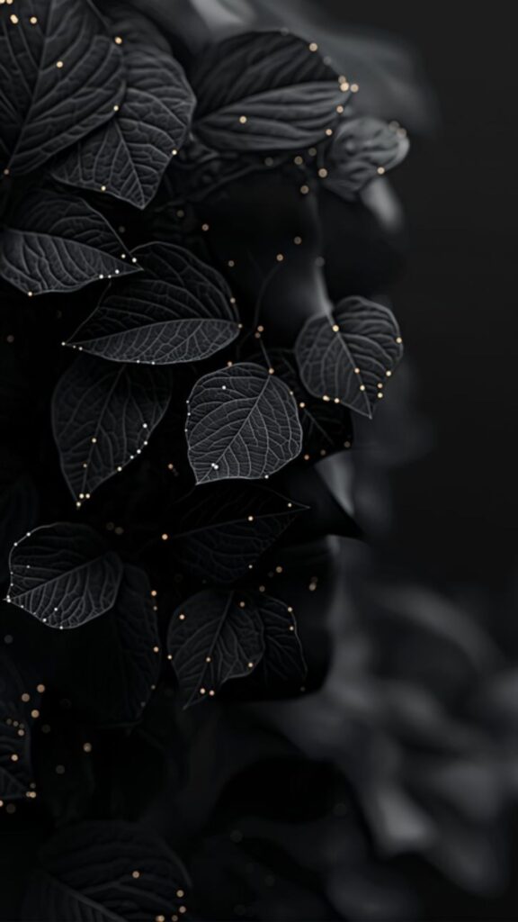 leaf wallpaper in black colour