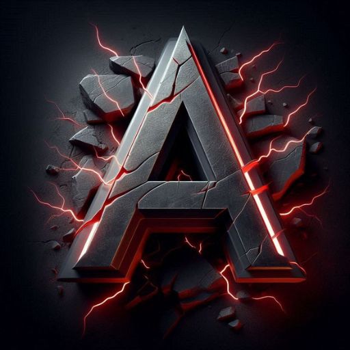 the letter a is surrounded by lightning