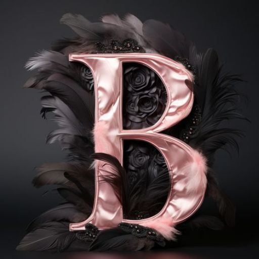 the letter b is made up of feathers