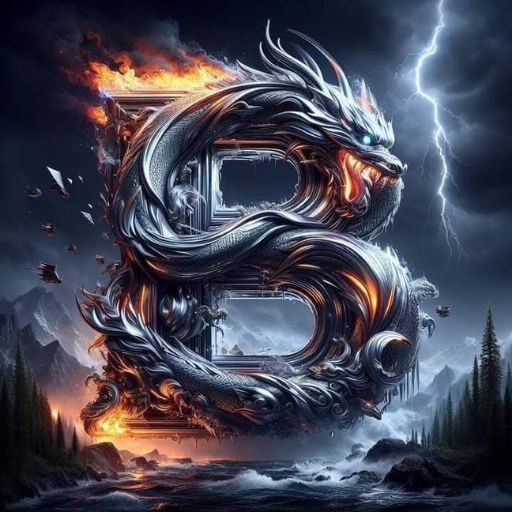 the letter b with a dragon on it