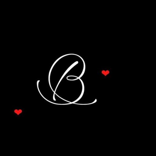 the letter b with hearts on a black background