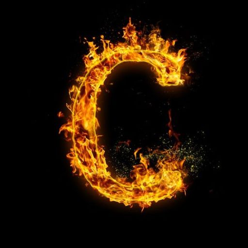 the letter c is made up of fire