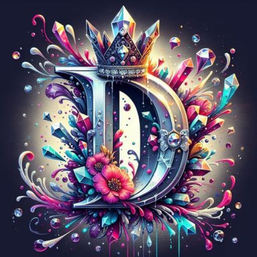 the letter d is surrounded by colorful fireworks