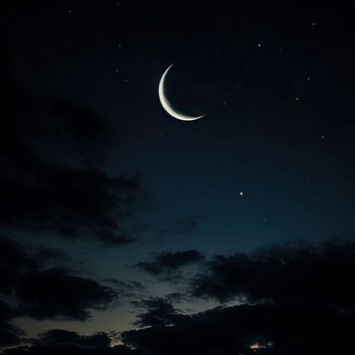 the moon and the crescent in the night sky