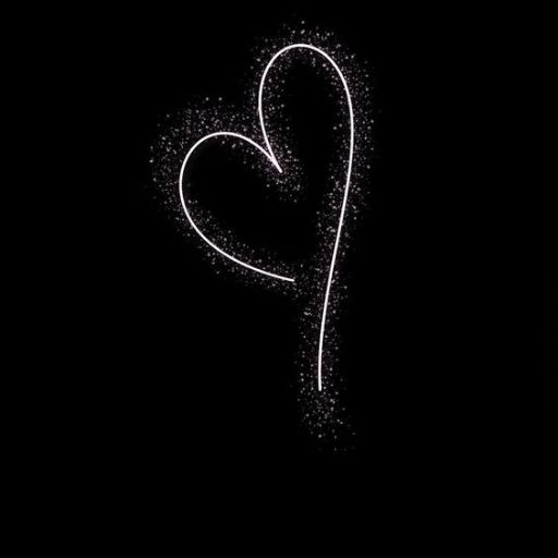 A glowing heart outline made of sparkling white dots against a black background