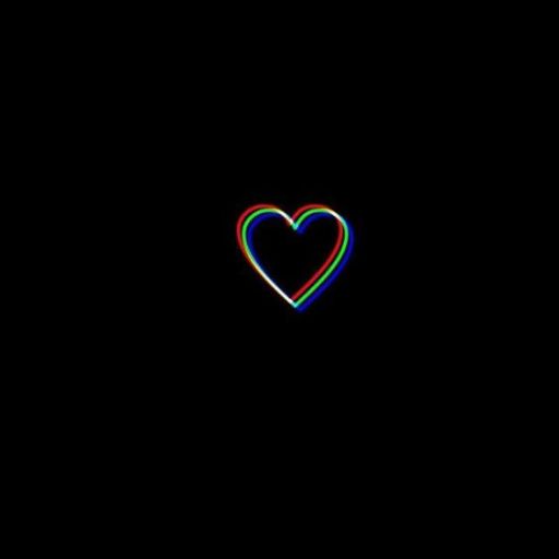 A heart shape with a neon RGB outline against a black background