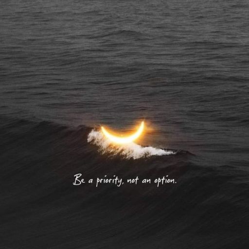 A wave crests with a glow resembling a moon, and text reads _Be a priority, not an option_ against a dark sea backdrop