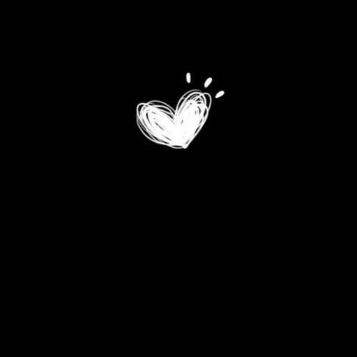 A white, sketch-style heart with accent lines on a black background