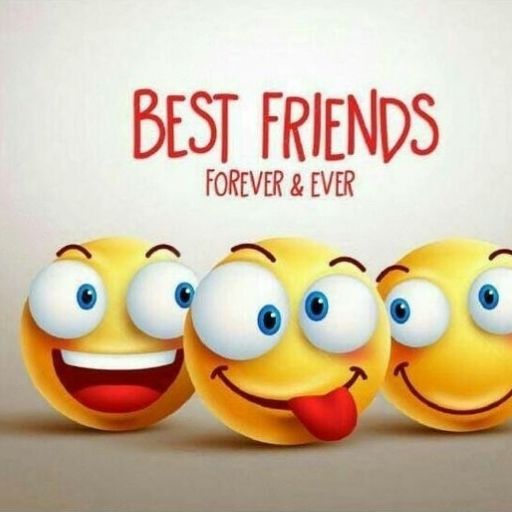 Three happy emoji faces with the text _BEST FRIENDS FOREVER & EVER_ above them