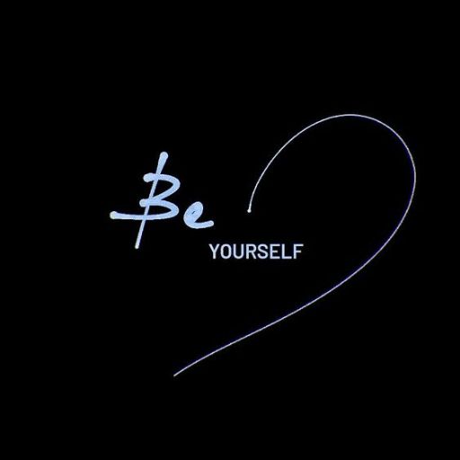 White text on black background that reads _Be yourself_ with a stylized heart replacing the word _Be