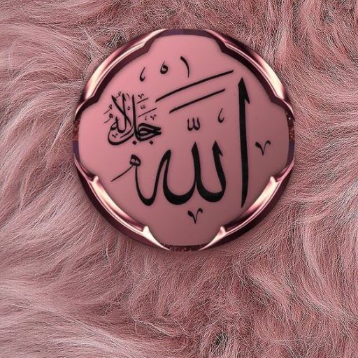 A round pink wax seal with Arabic calligraphy on a textured pink fluffy background