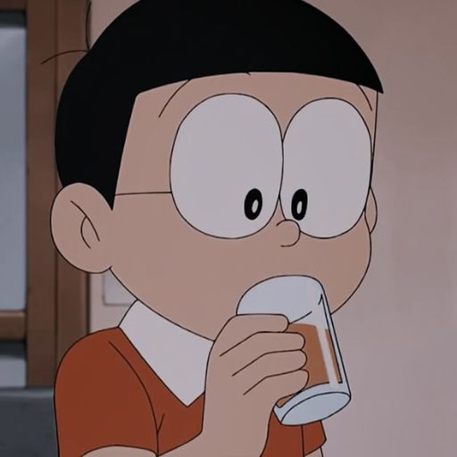 Animated boy with glasses sipping from a cup