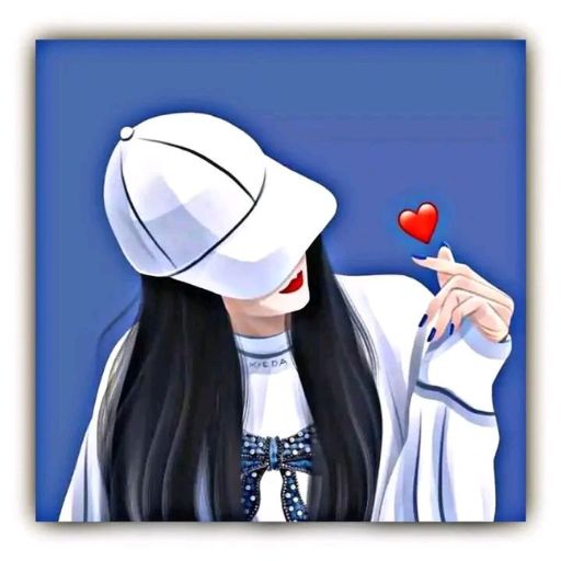 Stylized image of a person with a white cap gesturing a heart shape against a blue background